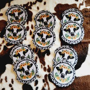 5 Pack Farm Cow Neoprene Car Coaster Set